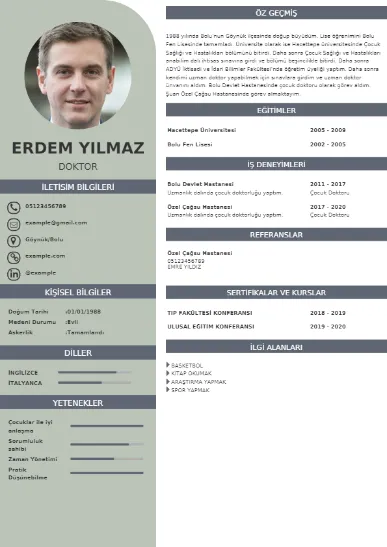 Doktor örnek cv indir